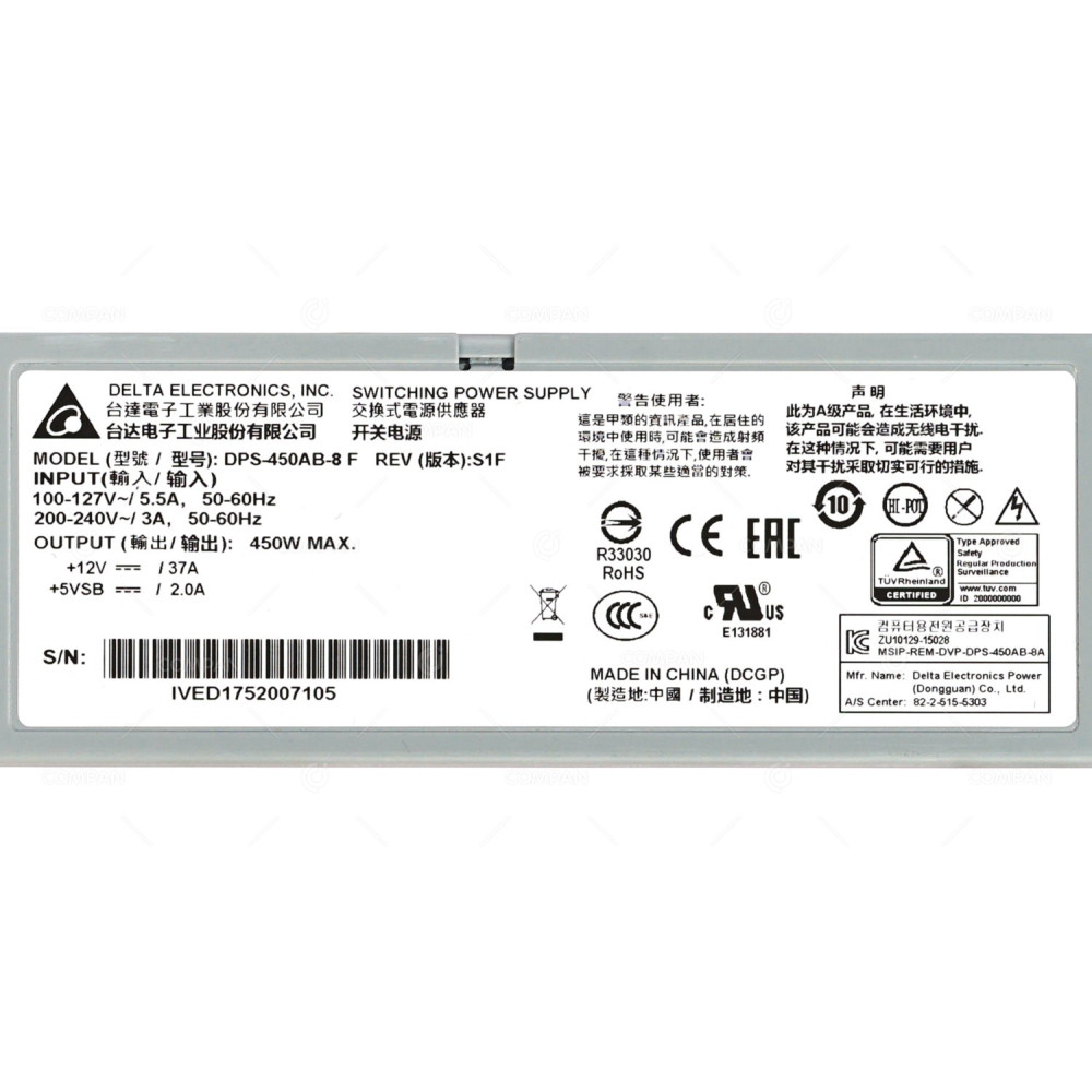 DPS-450AB-8 F SYMANTEC 450W POWER SUPPLY FOR S400